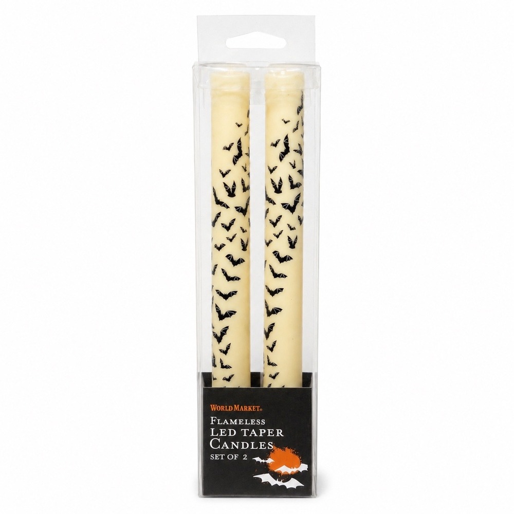 World Market Halloween Flameless LED Taper Candles Bats Spiderwebs Set of 4 - Picture 9 of 9